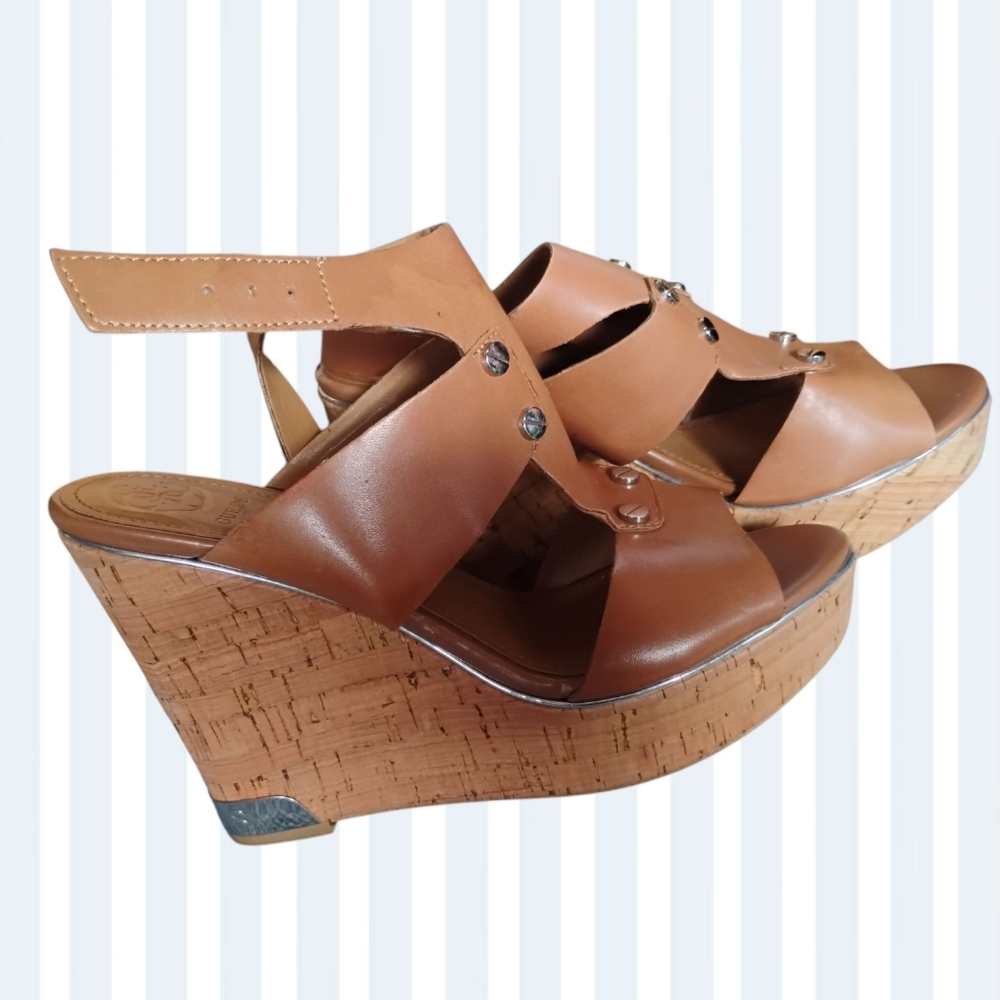 Brown Wedge Guess Sandals